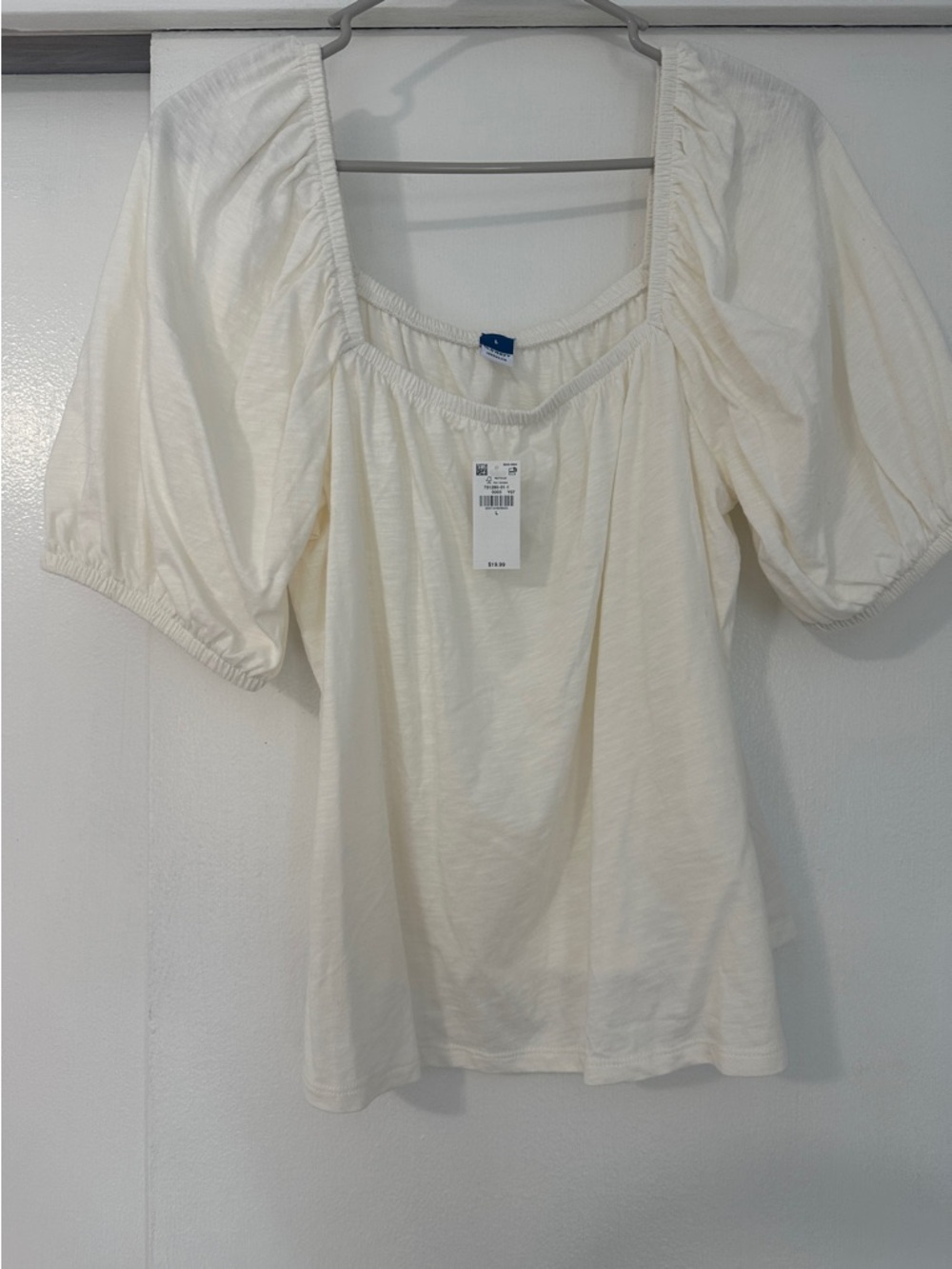 Old Navy 100% Cotton Cream Puff-Sleeve Square Neck Blouse